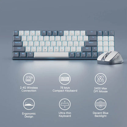 Redragon BS-8772 Keyboard + Mouse Combo, 94 Key, Low Profile, English Layout, 2.4GHz Adapter Interface, Wireless Connectivity, Numeric Keys | BS-8772