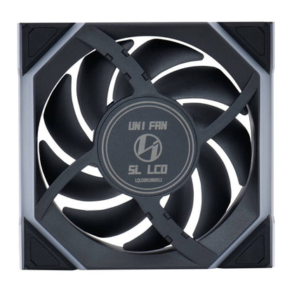Lian-Li UNI FAN SL Wireless LCD Reverse Case Fan – 120mm, 1900 RPM, 51.45 CFM Airflow, Fluid Dynamic Bearing, Pack of 3 | Black / White