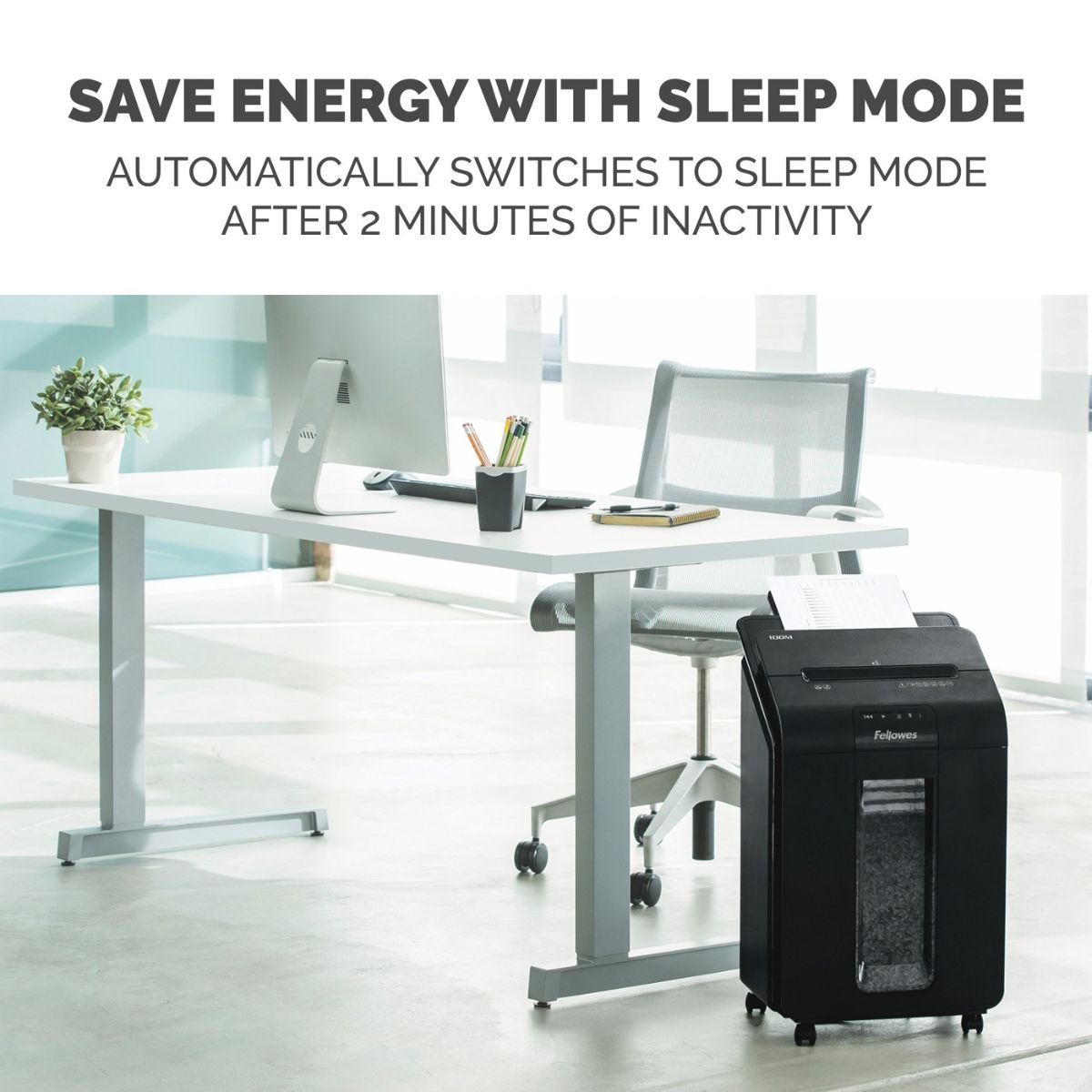 Fellowes AutoMax 100M Mini-Cut Paper Shredder | 100-Sheet Auto Feed | P-4 | 4 × 10mm | 23L Bin | 4629001