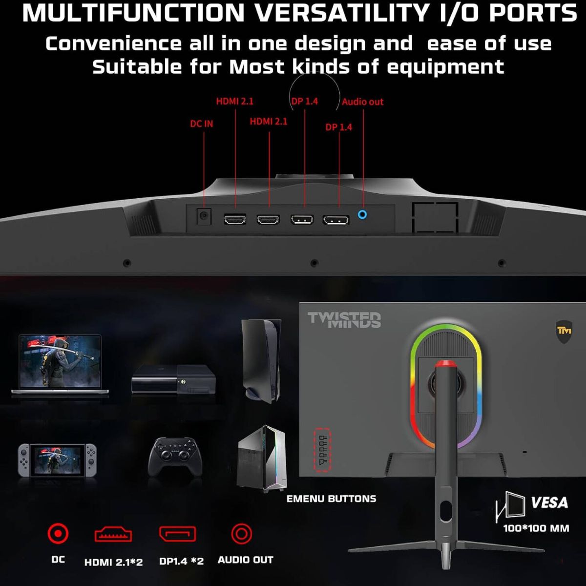 Twisted Minds Supreme Series 27'' Gaming Monitor – FHD IPS, 280Hz, 0.5ms, HDR Ready | TM27FHD280IPS