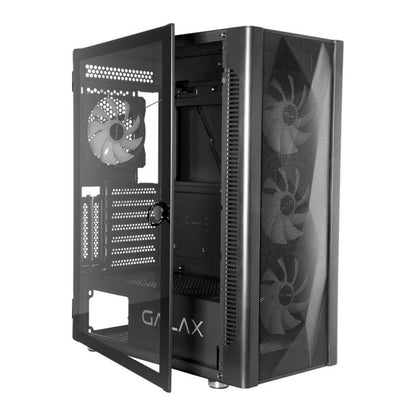 GALAX ALLSYNC Mid Tower ATX PC Case Tempered Glass Side Panel Remote Customization Peak Airflow Fits Up to 6*120mm Fans 360mm Radiators USB 3 0/2 0 HD Audio |Black