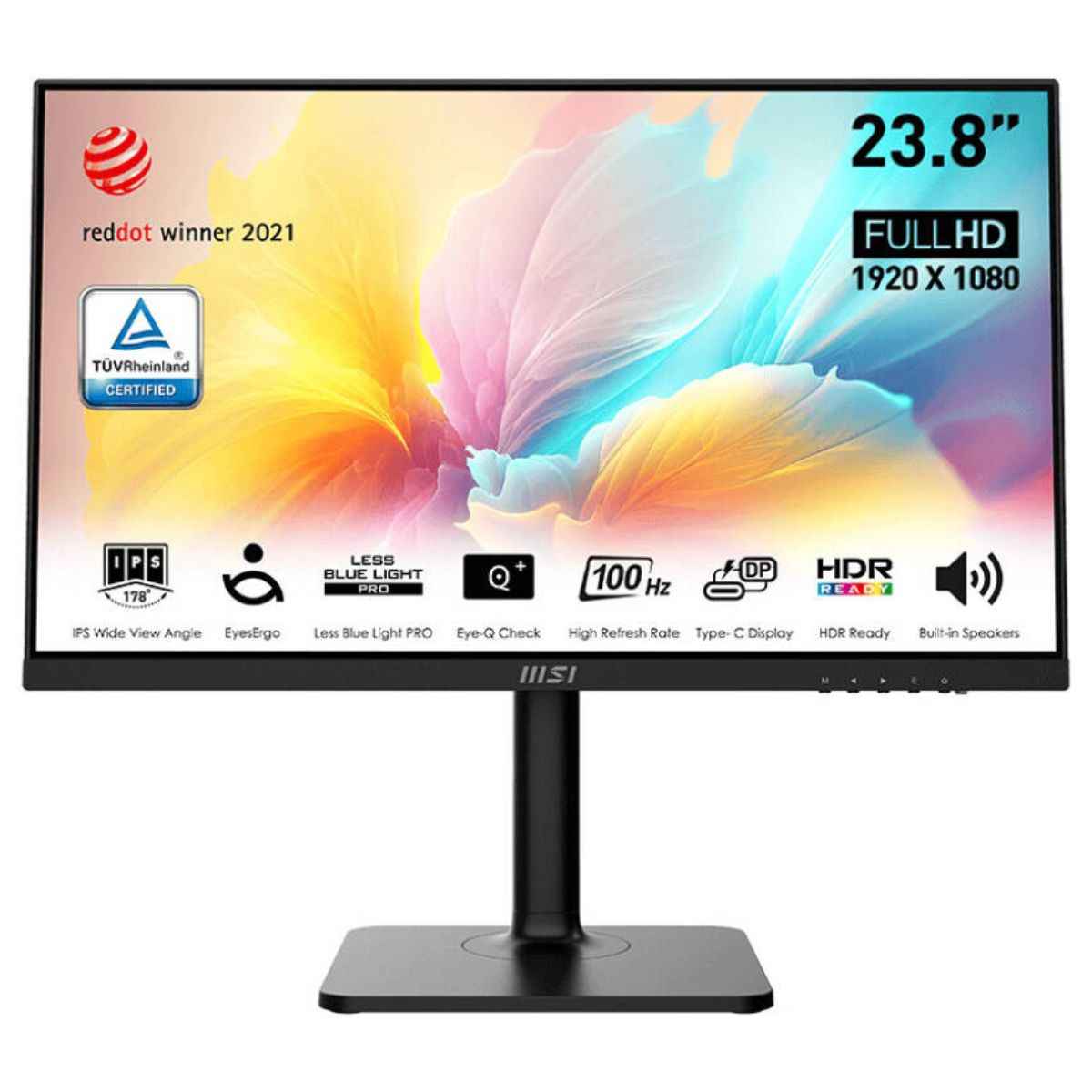 MSI Modern Business Productivity Monitor, 24" IPS Display, 100Hz Refresh Rate, FHD Resolution, 1ms (MPRT) Response Time, Adaptive-Sync Support, Built-In Speaker, Black