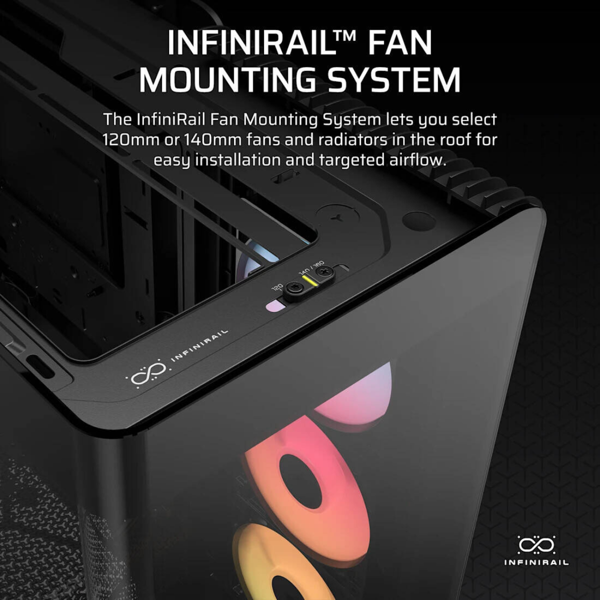Corsair FRAME 4500X RS-R ARGB Panoramic Glass Mid-Tower PC Case, 3x RS-R ARGB Fans, 360mm Radiator Support, USB-C, Black | CC-9011314-WW