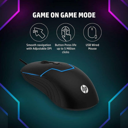 HP M100 USB Wired versatile and reliable Gaming Optical Mouse – Black | 1QW49AA