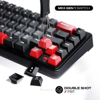 Cybeart Akula 65 Signature Edition Gaming Keyboard – 65% Compact Layout, Pre-Lubed Mechanical Switches, Hot-Swappable Keys, RGB Backlighting, Tri-Mode Connectivity