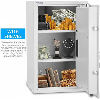 Rubik Large Safe Box with Digital Keypad & Key Lock – 60x36x30cm, White | RB60EG-W