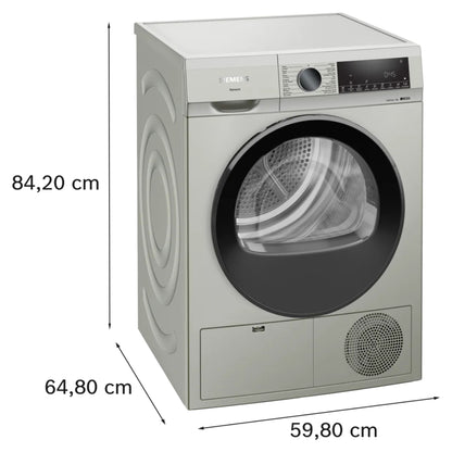 Siemens IQ300 WQ41G20XGC  9kg Heat Pump Tumble Dryer,, Auto Dry Technology, No Towels Program, Fluff Filter, Yes Anti-Vibration Walls, Anti-Crease Function, Silver Inox