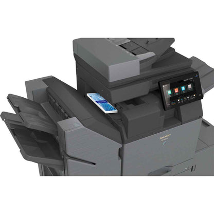 SHARP BP-50C26 MFP Color Laser Printer, 26 ppm Print Speed, Std 650 Max 6300 Sheets Paper Capacity, 128GB SSD, 1200 DPI, 10.1" Touch Display, Wireless LAN, Smart Scanning, Gray | BP-50C26