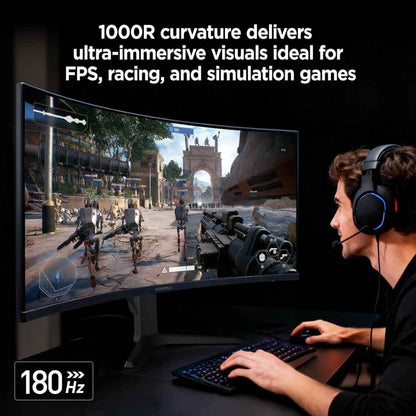 Koorui 34E6UC 34" VA WQHD Curved VA Gaming Monitor, 165Hz Refresh Rate, 21 9 Aspect Ratio, 1ms Refresh Rate, FreeSync/G-Sync Technology, VESA Compatible, Black | 34E6UC