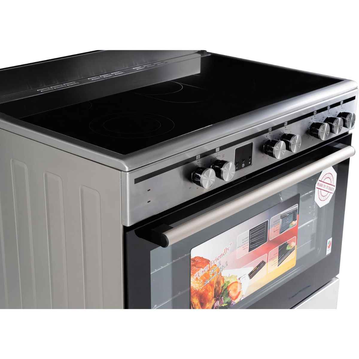 Terim TERVC96ST 90x60cm Electric Cooker – 5 Cooking Zones, 9 Oven Functions, Turbo Fan, Silver