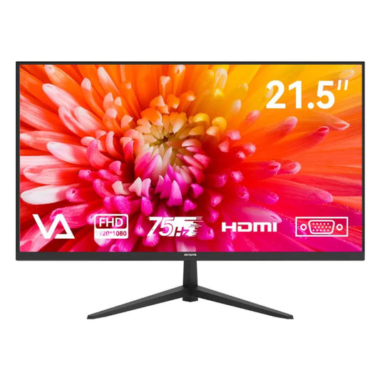 Aiwa MF2203-V Flat Slim Monitor, 22" FHD IPS Display, 75Hz Refresh Rate, 5ms (OD+) Response Time, Free-Sync Technology, 1000 1 Contrast Ratio, Support VESA, Frameless, HDMI+VGA, Black | MF2203-V