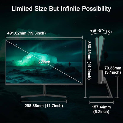 Sansui ES-22X3 22" Full HD IPS Monitor – 75Hz, 14ms, Adaptive Sync, HDMI &amp; VGA (Black)