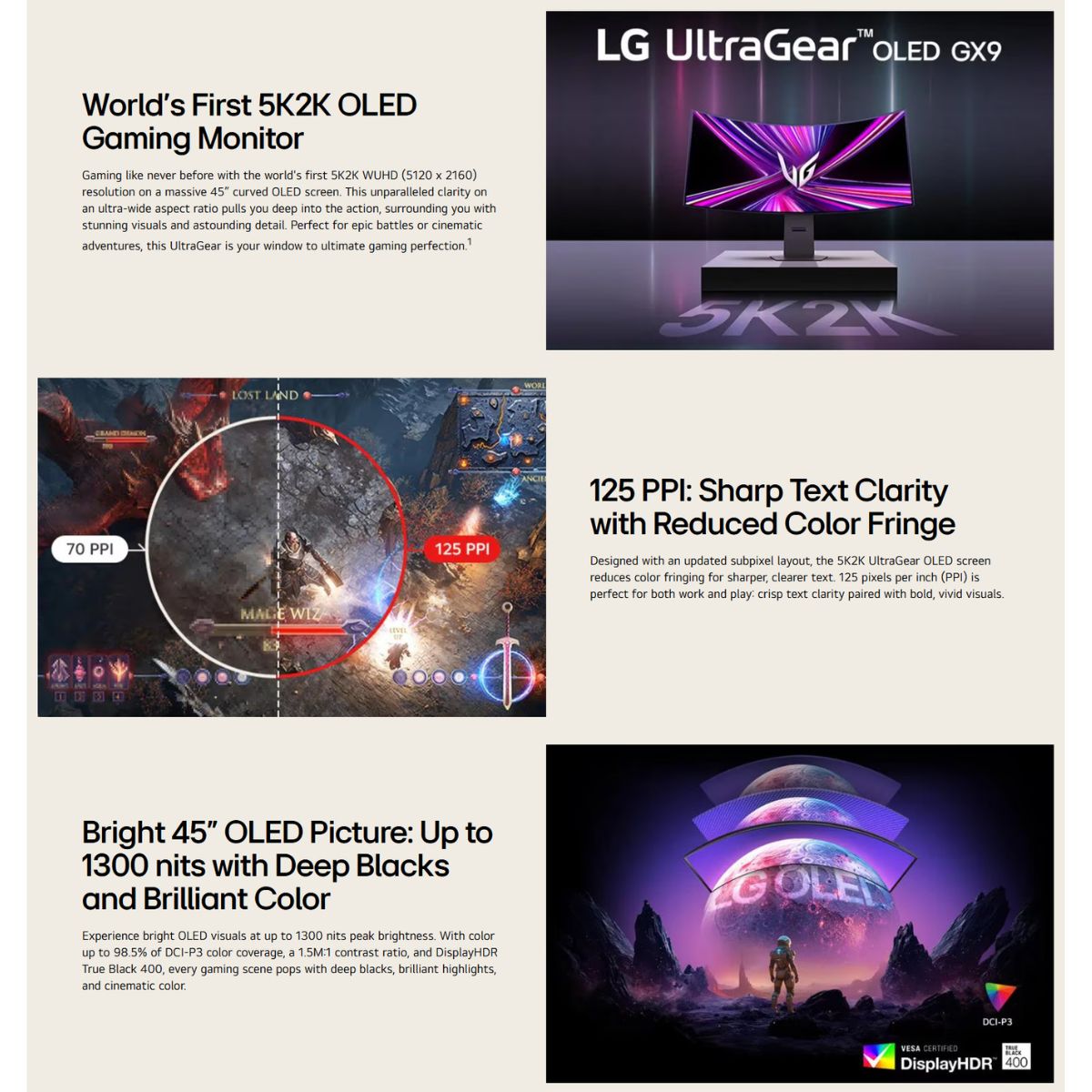 LG UltraGear Gaming Monitor, 45" OLED Display, 5K2K (5120 x 2160) Resolution, 165Hz Refresh Rate, 0.03ms (GtG) Response Time, AMD FreeSync Premium Pro & NVIDIA G-Sync Technology