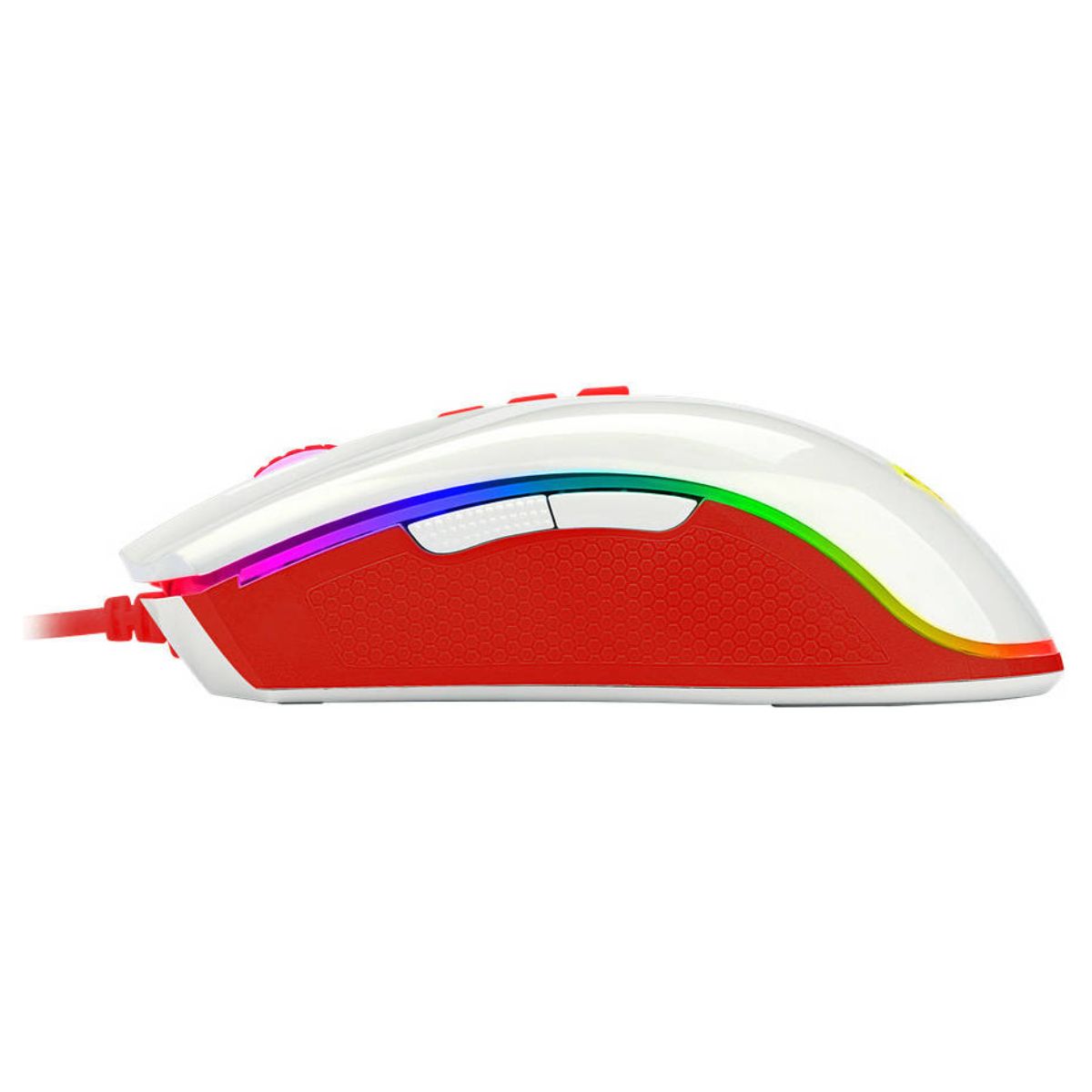 Redragon Cobra Cherry M711C Gaming Mouse, 12400 DPI, RGB, 7 Programmable Buttons, Pixart Sensor, White/Red
