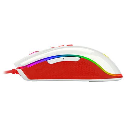 Redragon Cobra Cherry M711C Gaming Mouse, 12400 DPI, RGB, 7 Programmable Buttons, Pixart Sensor, White/Red