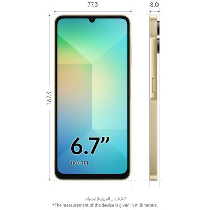 Samsung Galaxy A06 LTE Dual SIM Smartphone – 4GB/6GB RAM, 64GB/128GB Storage, 6.7” Display, 5000mAh Battery, Black / Gold / Light Blue