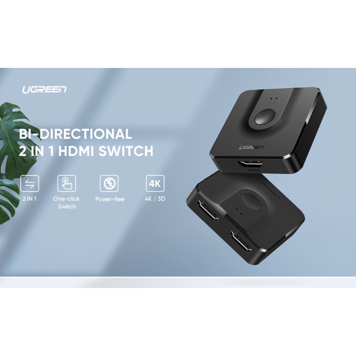 UGREEN CM217 2-in-1 HDMI Switch | Bi-Directional HDMI Splitter | 4K HDR 3D | HDCP Compatible | 50966