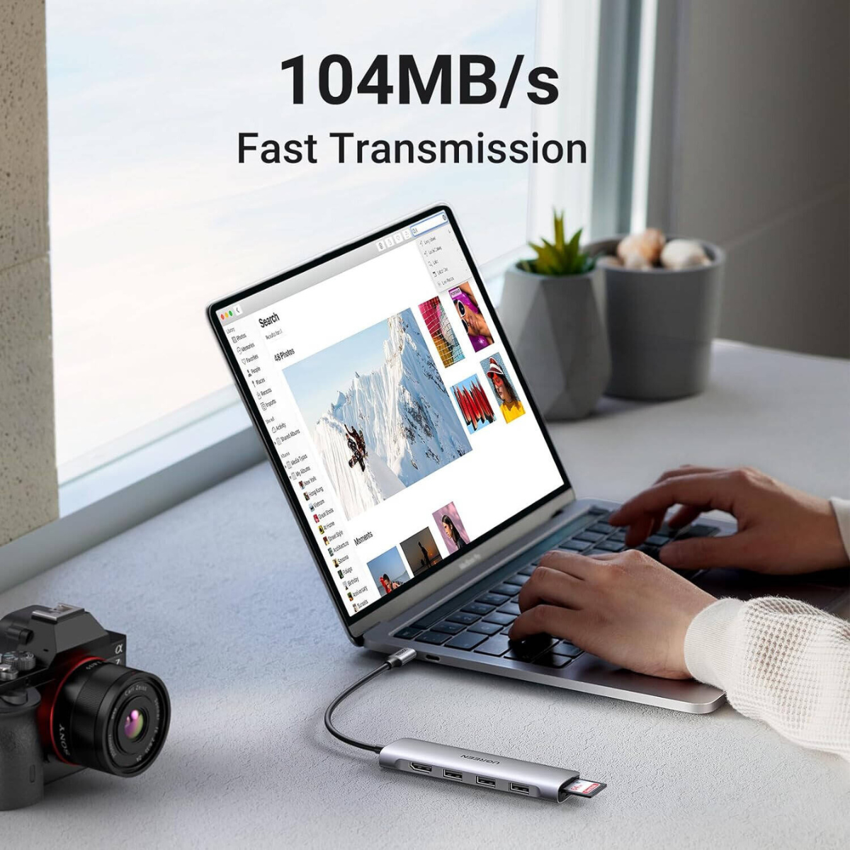 UGREEN CM511 6-in-1 USB Type-C Multifunction Hub | USB 3.2 Gen 1 | 5Gbps | 4K @ 30Hz | 104MB/s | Gray | 20956