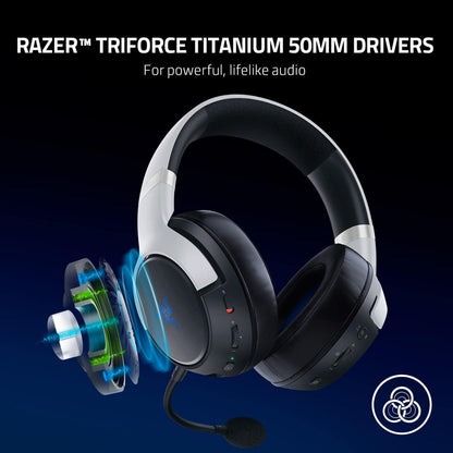 Razer Kaira Pro for PlayStation Dual Wireless Headset White/Black RZ04-04030100-R3M1, For PS5, With Haptics, 50mm Drivers Diameter, 20 Hz – 20 kHz Frequency Response, 108 dB Sensitivity,