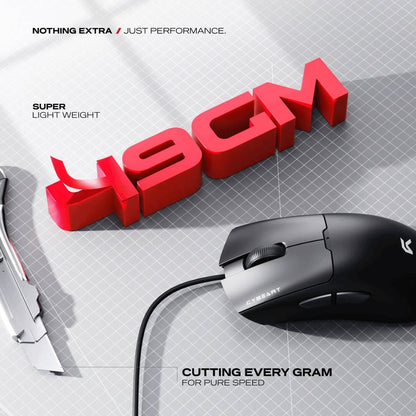 Cybeart Ghost Wired Gaming Mouse – 1000Hz, 49g Ultra-Light, RGB, 12,800 DPI (Black | MC-GHOST-CYB01)