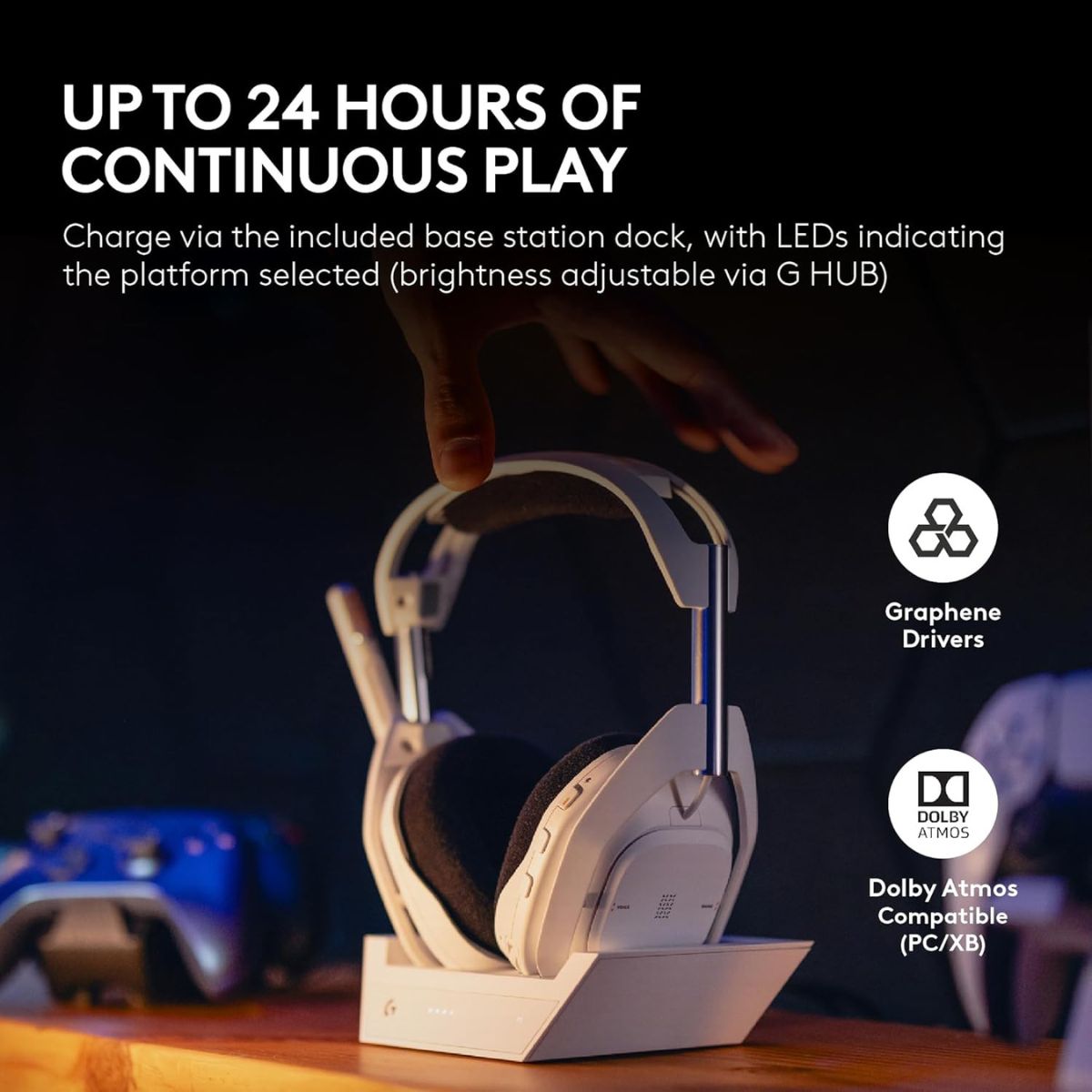 Logitech Astro A50 LIGHTSPEED Wireless Gaming Headset + Base Station (Gen 5) – PRO-G Graphene, Multi-Platform, Bluetooth, USB-C