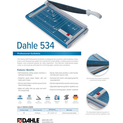Dahle 534 Craft Creative A3 Self-Sharpening Stack Paper Guillotine Trimmer | Blue | DHL 00534-21249