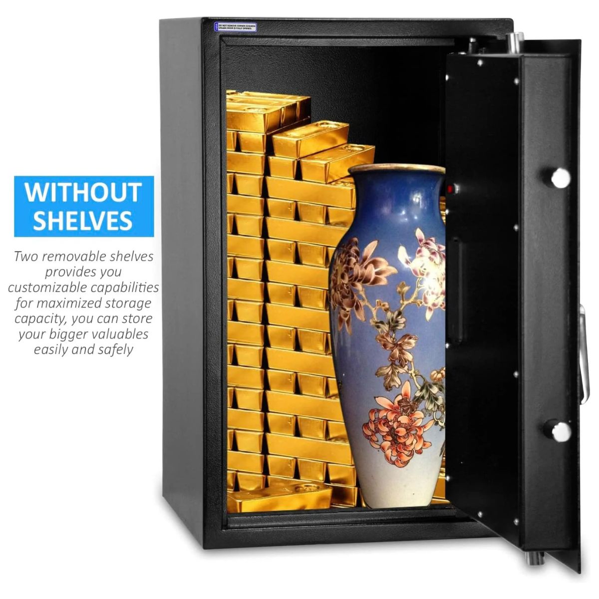 Rubik Large Safe Box with Digital Keypad and Key Lock, 60x36x30cm, Black | RB60EG-B