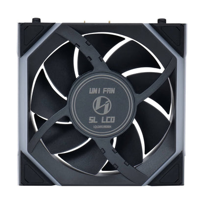 Lian-Li UNI FAN SL Wireless LCD Case Fan – 120mm, 1900 RPM, 58.08 CFM Airflow, Fluid Dynamic Bearing, Pack of 3 | Black / White