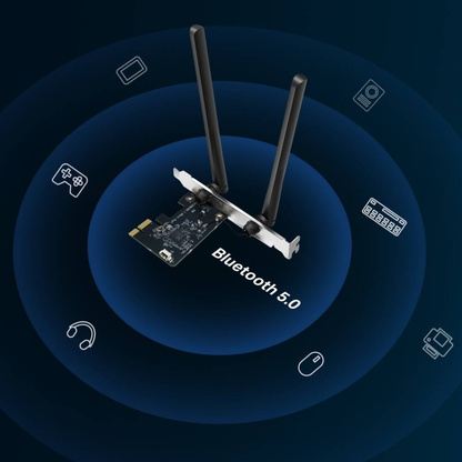 MERCUSYS MA30E AC1200 Wi-Fi 5 PCIe Adapter | Dual-Band 1167Mbps | Bluetooth 5.0 | 2 High-Performance Antennas | MU-MIMO | WPA3 | Windows 10/11 | Black
