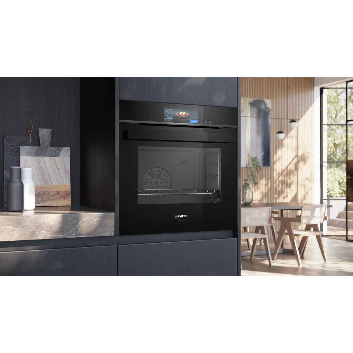 Siemens iQ700 Built-In Combi Steam Oven with Sous-Vide Function, Black (Model HS958GED1B)