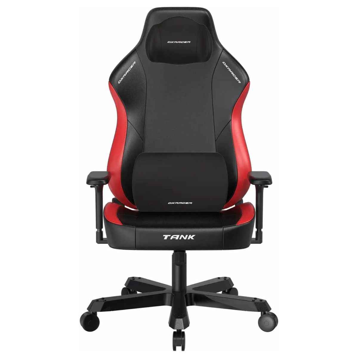 DXRacer Tank Series Gaming Chair | XXL Size | Woven Fabric Upholstery | 4D Adjustable Armrests | Magnetic Headrest & Lumbar Support | 90°–135° Reclining Backrest | Class 4 Hydraulics | Black / Gray / Black-Red