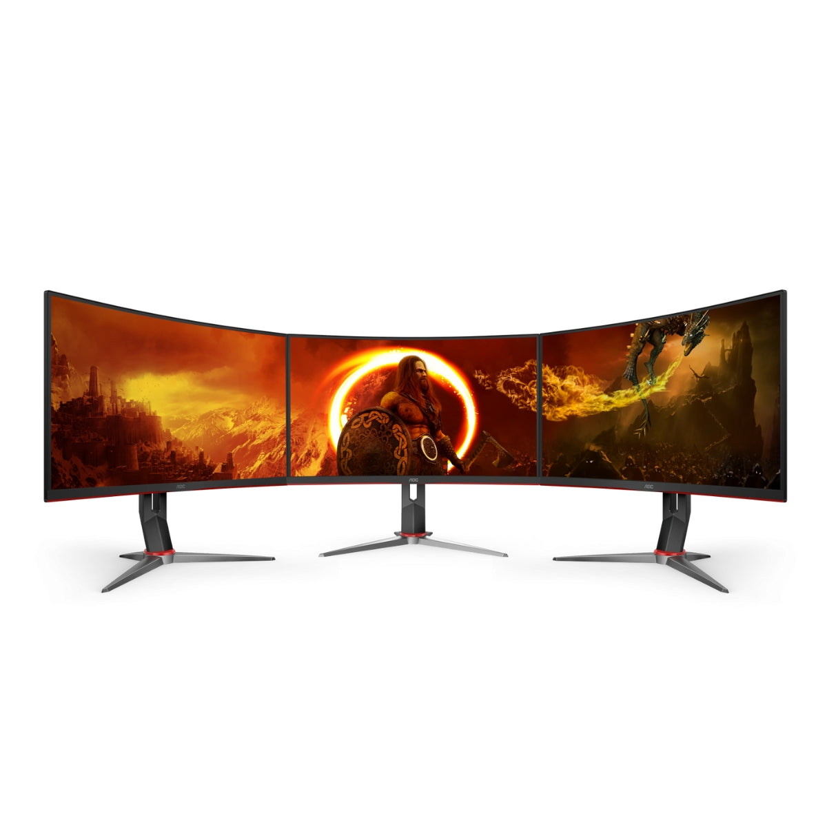 AOC C24G2 Curved Gaming Monitor, 23.6'' FHD VA Panel, 165Hz Refresh Rate, 1ms (MPRT) Response Time, 1500R Curvature, 16.7M Display Colors, Adaptive-Sync Technology, Flicker Free, Black | C24G2