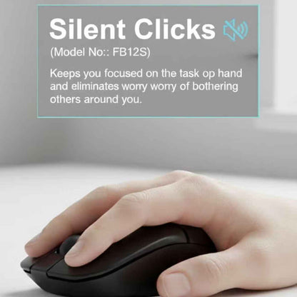 A4Tech FB12S Dual Mode Wireless & Bluetooth Mouse – Silent Click, 1200 DPI, USB Nano Receiver, Black