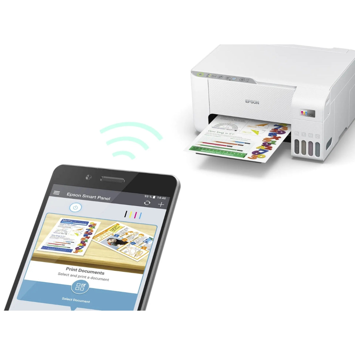 Epson EcoTank L3256 A4 Wi-Fi AIO Ink Tank Printer, Borderless Printing Up to 4R, Spill Free Error Free Refilling, 5760x1440 dpi Res, 33.0ppm/15.0ppm Print Speed, White | C11CJ67421