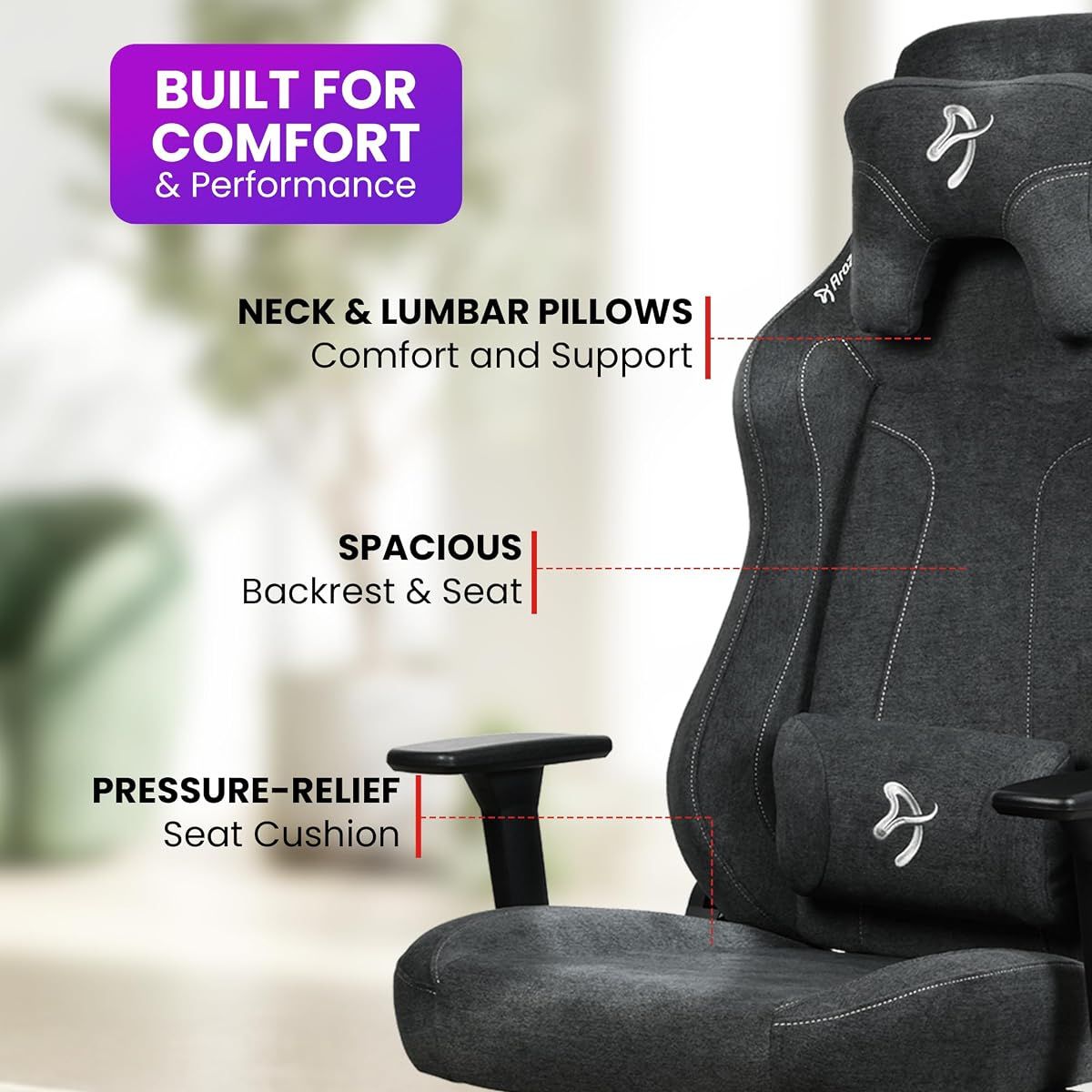 Arozzi Vernazza XL Soft PU Leather Ergonomic Office & Gaming Chair | High Backrest | Reclining | Adjustable Lumbar & Neck Support | Dark Grey | VERNAZZA-XL-SPSF-PBK