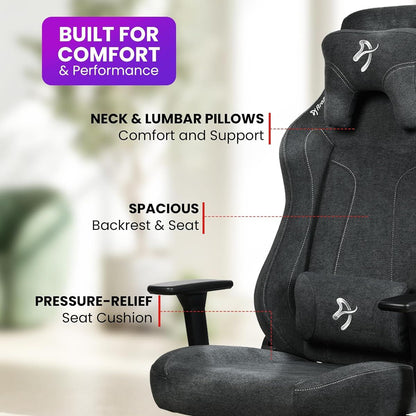 Arozzi Vernazza XL Soft PU Leather Ergonomic Office & Gaming Chair | High Backrest | Reclining | Adjustable Lumbar & Neck Support | Dark Grey | VERNAZZA-XL-SPSF-PBK