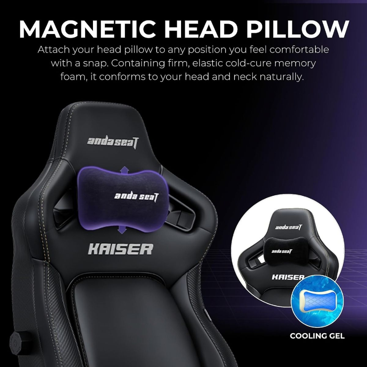 AndaSeat Kaiser 4 L Gaming Chair | Black Linen Fabric | 5D Armrests | Pop-Out Lumbar Support | 135° Recline