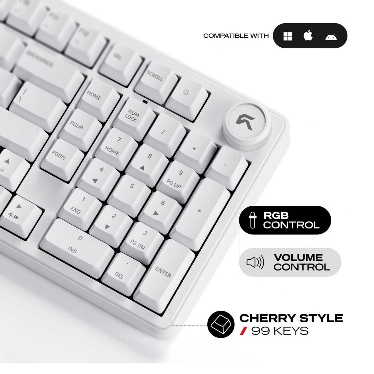 Cybeart Akula 99 Signature Edition Mechanical Gaming Keyboard | 99 Keys + Media Knob | Pre-Lubed Linear Switches | Hot-Swappable | RGB | Tri-Mode | KB-AKULA99TRI-CYB01 / KB-AKULA99TRI-CYB02