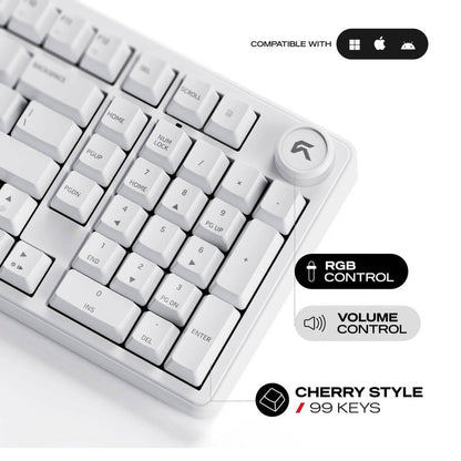 Cybeart Akula 99 Signature Edition Mechanical Gaming Keyboard | 99 Keys + Media Knob | Pre-Lubed Linear Switches | Hot-Swappable | RGB | Tri-Mode | KB-AKULA99TRI-CYB01 / KB-AKULA99TRI-CYB02