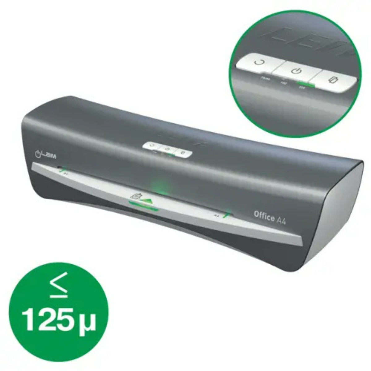 Leitz iLam Office A4 Laminator – Fast Warm-Up, 80–125 Microns, Compact Design, Silver/White | LE72511084
