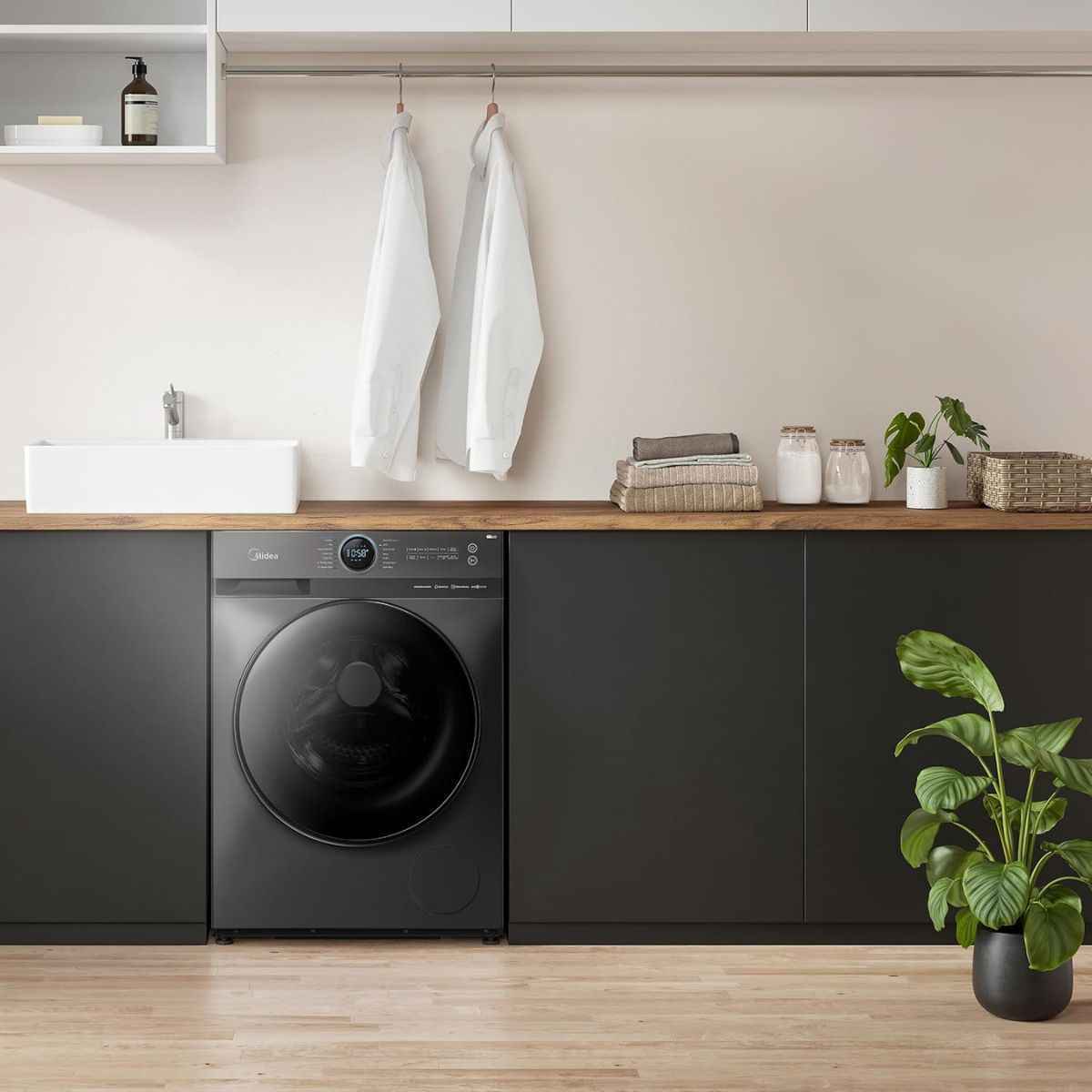 Midea MF200D100WBT Smart Washer Dryer – 10kg Wash / 7kg Dry, BLDC Inverter Motor, 1400 RPM, Wi-Fi, Steam Care, Titanium [Brand New, Open Box]
