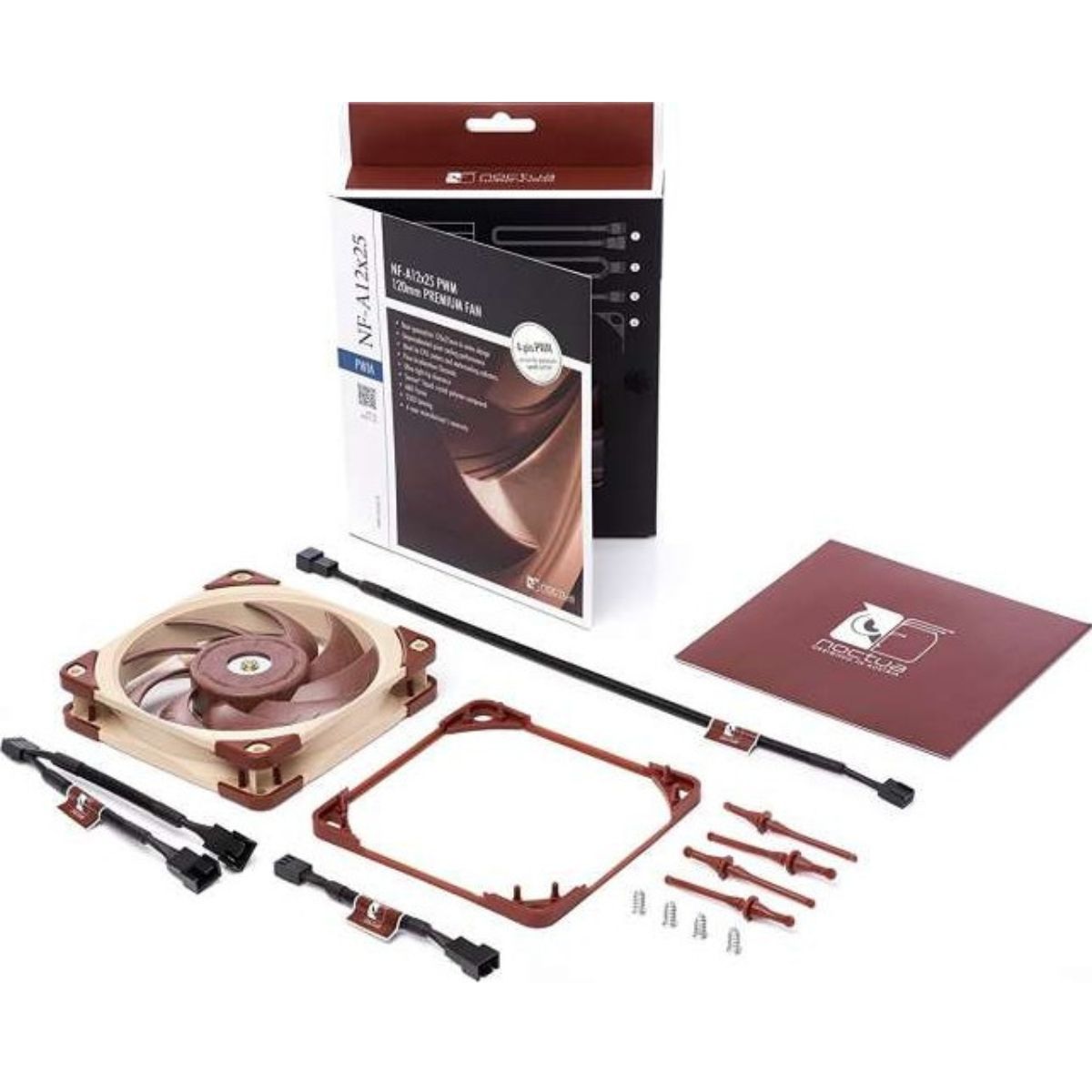 Noctua NF-A12x25 PWM Premium 120mm Cooling Fan, 4-Pin PWM, 2000 RPM, SSO2 Bearing, AAO Frame, Metal-Reinforced Motor Hub, Ultra-Tight Tip Clearance, Brown | NF-A12x25 PWM