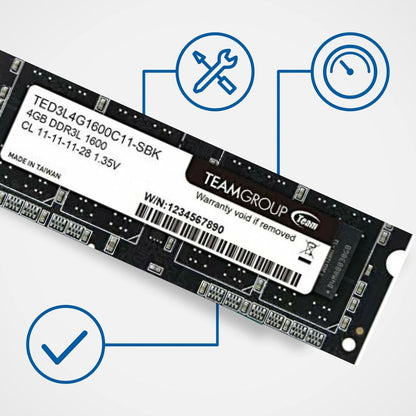 Team TED3L4G1600C11-S01 4GB DDR3L Laptop RAM – 1600MHz, CL11, SO-DIMM, 1.35V