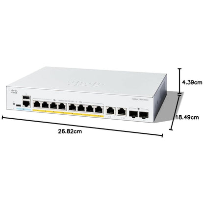 Cisco Catalyst 1300-8P-E-2G Managed Switch – 8-Port Gigabit PoE, 2x 1GE Combo Uplink, External Power Supply | C1300-8P-E-2G