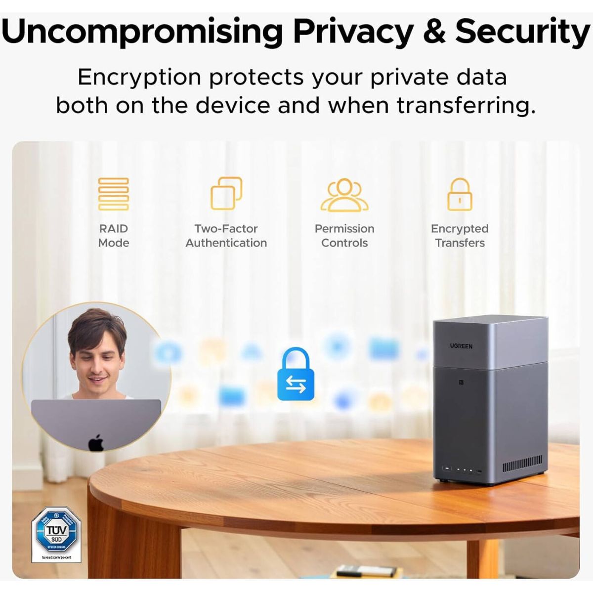 UGREEN NASync DH2300 2-Bay Desktop NAS – 60TB, AI Photo Album, 4K HDMI (Diskless)