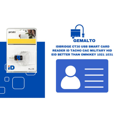 Gemalto CT30 USB Smart Card Reader, USB CCID Connector, 2Kbps/826Kbps Read & Write Speed, 4.8MHz Clock Frequency, Min 100000 Card Insertion Cycles, Emirates ID Reader | A1261962A