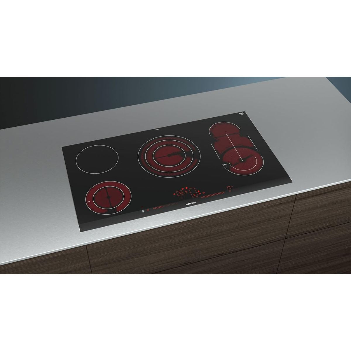 Siemens 90cm Built-In Electric Hob – Ceramic Surface, 5 Zones, Dual Light Slider Touch Control (Model: ET975LMP1D)