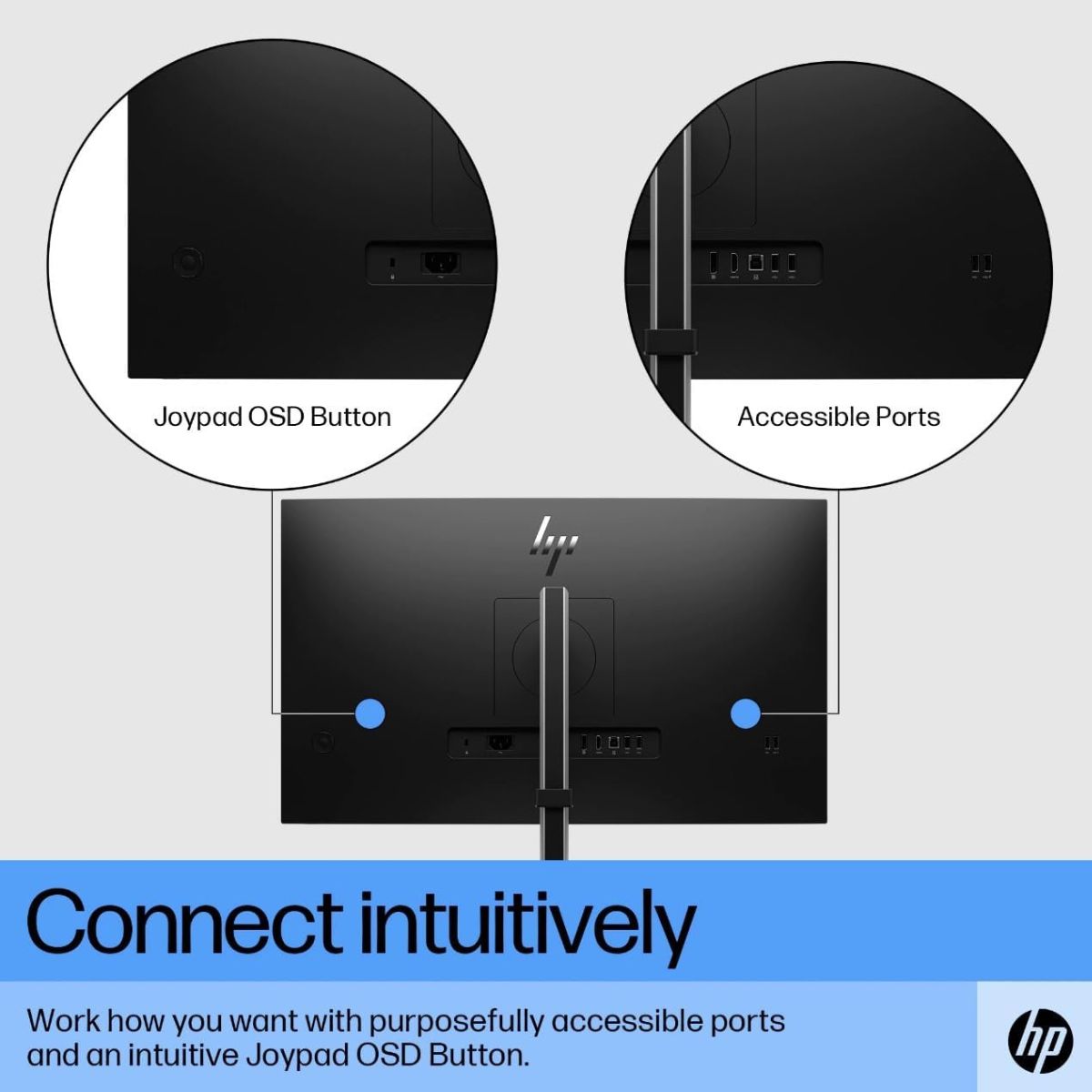 HP E27 G5 Monitor, 27" IPS Display, FHD Resolution, 75Hz Refresh Rate, 5ms (GtG) Response Time, 3-Sided Borderless Bezel, 16.7m Color Display, Black | 6N4E2AA