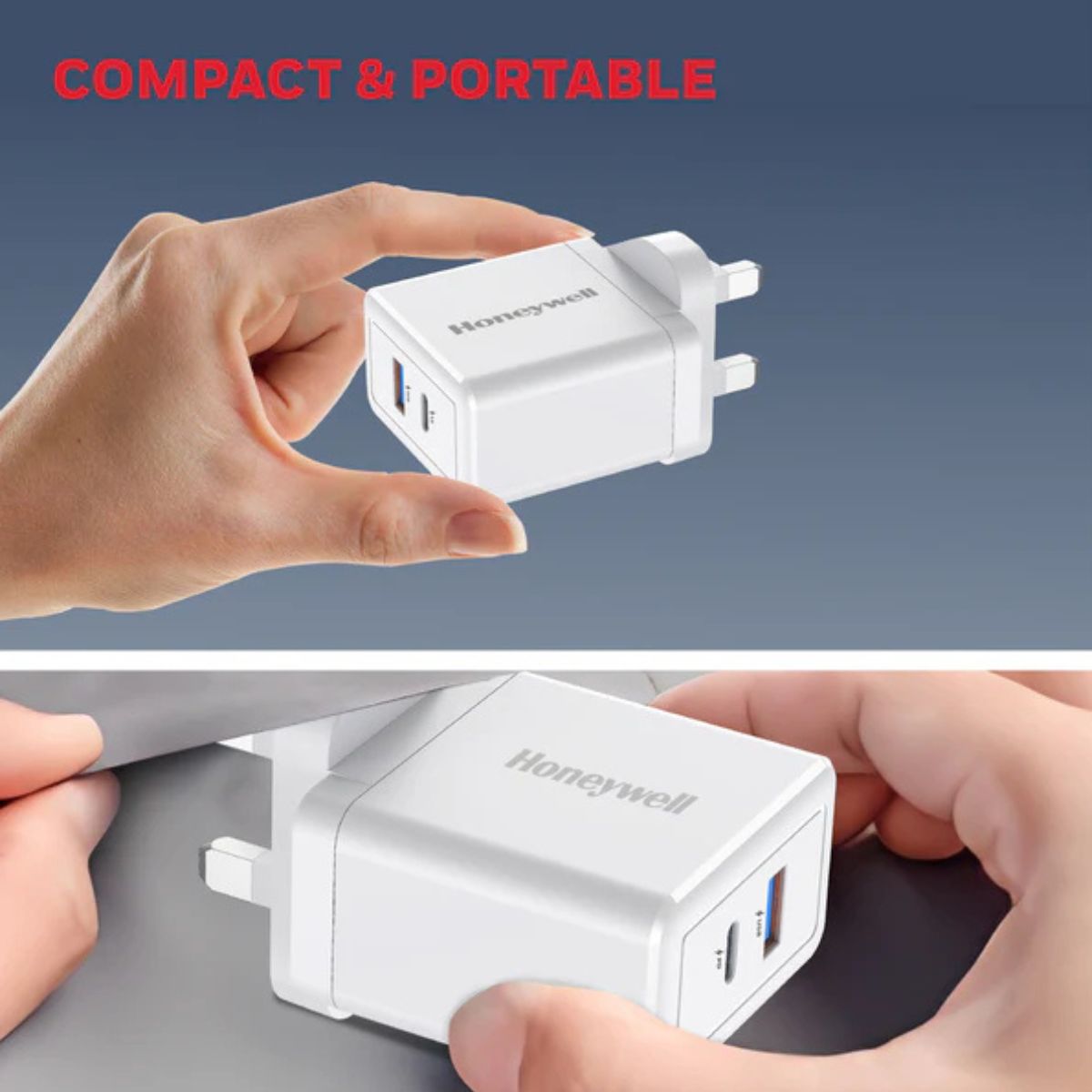 Honeywell Zest Charger PD30W, with Type C PD 3,0, Ultra-Fast Charging Compatible with iPhone, iPad, Samsung, Smartphones, Tablets, Power banks, Smart Watch, etc-White | HC000028/CHG/PD/WHT/30W/UK