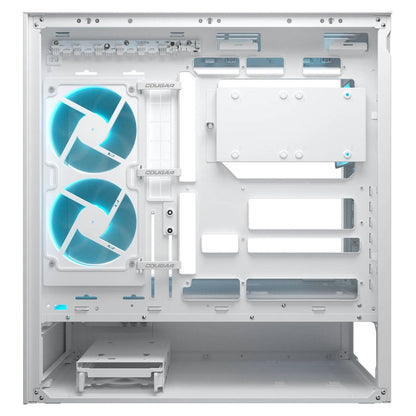 Cougar CFV235 ATX Mid-Tower Computer Case, Unity 240mm Reverse ARGB Fan + 120mm ARGB Fan, Panoramic Glass, Vertical GPU Support, White | 382DA40.0002